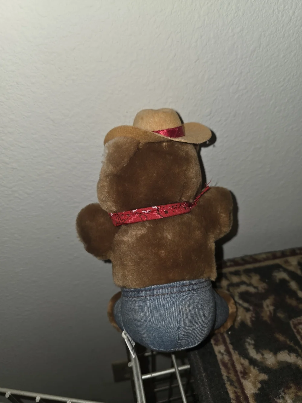 Whatabear Brown Plush Bear Toy with Cowboy Hat and Blue Jeans